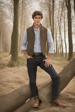 A young farmer 21 year old guy. Political campaign worthy picture. He's spanish and dutch. Portrait picture.
