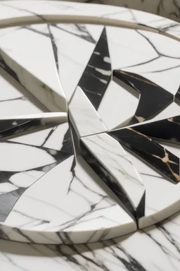 Granite and marble arrows fall on a marble circle