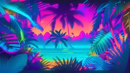 Tropical house style picture for music video with dynamic colors , moonlight , light rays