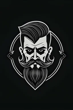 Logo, men's Barber ,scissors, skeleton, beard, mustache,SIMPLE