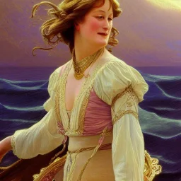 merryl streep sailing, plum, mountain background, fantasy, intricate, elegant, highly detailed, digital painting, artstation, concept art, smooth, sharp focus, illustration, art by gaston bussiere and alphonse mucha