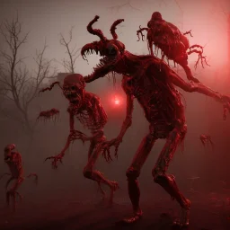 scary zombies red background