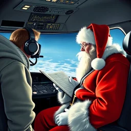 Santa Claus gets a pre-flight weather briefing.