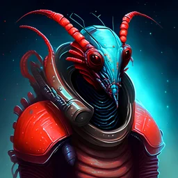 portrait of space rogue lobster-person