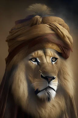 A lion wearing the Jordanian shemagh | Gallery