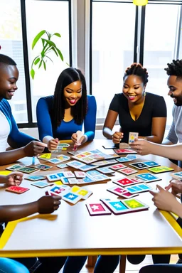 image d’une famille autour d’une table avec des cartes