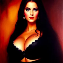 portrait of beautiful busty Clara de Noche painting by Brom , oil on canvas, cinematic composition, extreme detail,fit full head inside picture