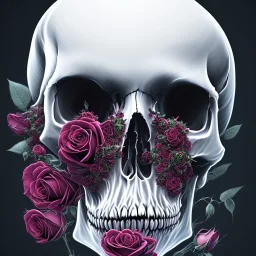 Skull ,poertrait , roses ,4k