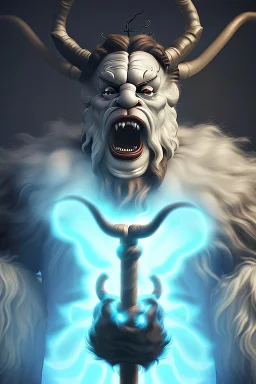 Krampus,high definition, ultra 8 k, volumetric lighting, blue fire