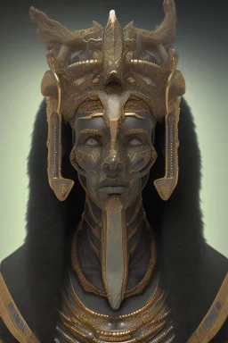 shiny black male African Egyptian alien, cracks in the voodoo head, wicked, eyes, crown, Elephant, 8k, finely detailed, photo realistic, tiger turquoise skull head gold dragon space alien snow skeleton gold fang teeth silver crown silver eyes