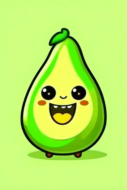 chibi cartoon avocado with smiling face