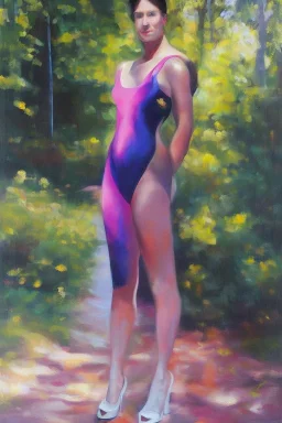 Full body portrait, painting, medium shot lady MidwesternEmo