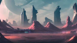 alien landscape and city