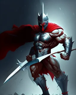 super killing machine man with a sword-like spear