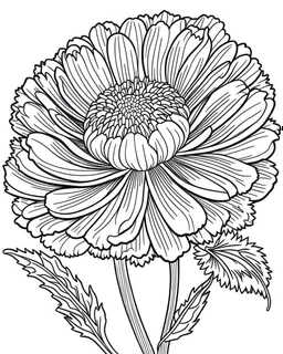 real massive Marigold flower coloring page