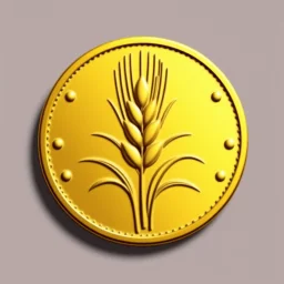 logo of a coin with a wheat sheaf engraved on it, vector