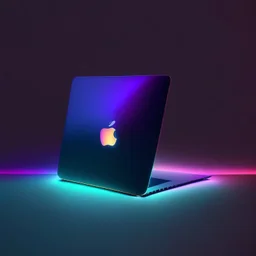 background gradient minimal dark holographic light and a laptop apple