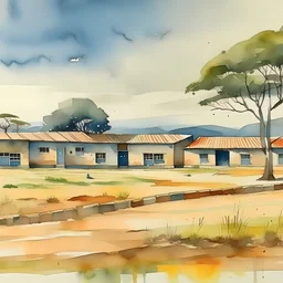 Watercolor Horizontal Primary South African Modern school, with no person