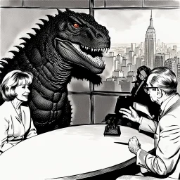 Barbara Walters interviews Godzilla.