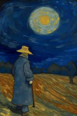 Saturno y la luna al estilo de Van Gogh