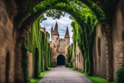 castle laneway over arched with trees