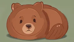 Cartoon style: cute brown bear is sleeping