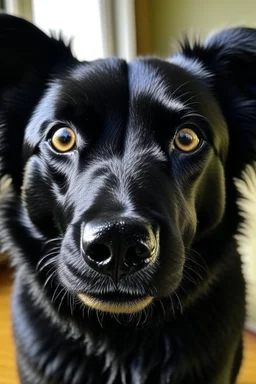 Black dog, floppy ears and short tail