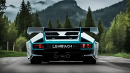 Lamborghini countach UFO body kit mansory ,rear view, desktop wallpaper, 4K, Cinematic