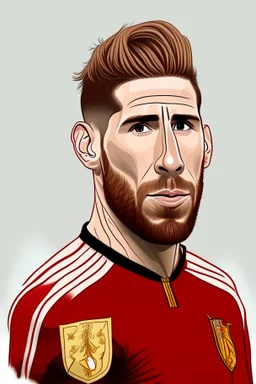 Sergio Ramos Spanish football player ,cartoon 2d