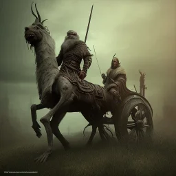 an old viking riding a zombie horse, scary, steam punk, realistic, made in octane, cinematic, ultra-realistic, extremely detailed octane rendering, 8K, VRAY Super Real ar 2:3, dof photorealistic futuristic 50mm lens hard lighting dark gray tintype photograph, realistic lighting, sepia color