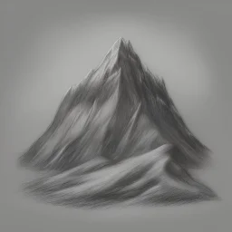 lonely mountain in an icy sea pencil drawing