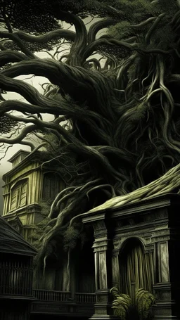 A dark yellow olive jungle painted by Henry-Robert Brésil