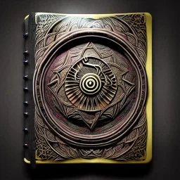 an ancient ornate intricate old tome spell book with the sigil symbol of an eye emblazoned on the cover, cinematic, realistic, intricate detail, finely detailed, small details, extra detail, photorealistic, high resolution, 3D, PBR, path tracing, volumetric lighting, octane render, arnold render, 8k by android jones, earnst haeckel, james jean. behance contest winner, generative art,