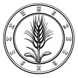 logo of a coin with a wheat sheaf engraved on it, line art