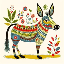 German Folk Art Donkey illustration