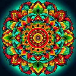 Colorful, Mandala, Perfect Symmetry, Beautiful Bold and Clean Colors, Trending on artstation, Sharp Focus, Studio Photo, Intricate Details, Very Detailed, ,vector illustrator