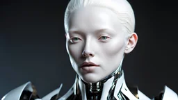 An albino android whose skin is covered in porosity.