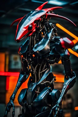 an android by yoji shinkawa head of robotic hammerhead cyborg mantaray crisp oil painting, chiaroscuro by leonardo da vinci, award winning photography, photorealisic, IPA Awards, abstract background by gabriel dawe carbon advanced matte materials, obscure dark,