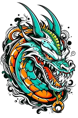 A dragon graffiti vector image for a t-shirt on a white background cartoon-style