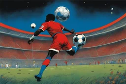 the soccer player of the Red Redemption: (art by Philippe Druillet's Délirius, 1973, written by Jacques Lob) Lone Sloane: laying surreal ethereal football mondial