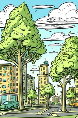 city trees old cartoon