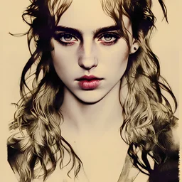 Singer Danish MØ face, illustration in the style of <arthur rackham> <Yoji Shinkawa> <John Kenn Mortensen> <kilian eng>,