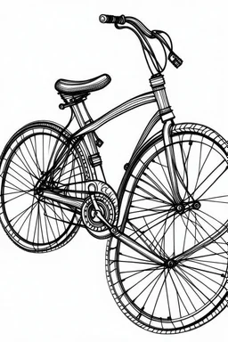 Outline art, no shading, , cartoon style, full power bicycle, black and white, low detail, --ar 9:11