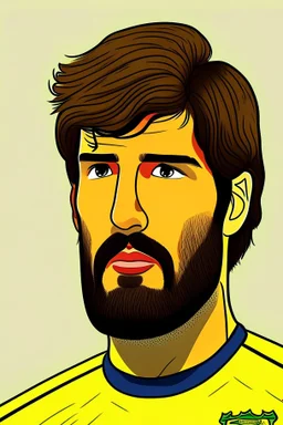 Alisson Becker Brazilian football player cartoon 2d