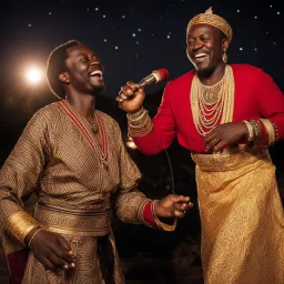 n the rhythm of the night, we dance under the stars, Ata Kak's beats echo, bringing joy from afar. Aby Ngana Diop sings of love and pride, While King Sunny Ade strums, with tradition as our guide.