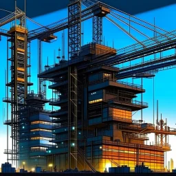 cyberpunk retro futuristic construction crain for comics