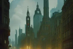 Chicago Parisien building London+Edimburgh+Gothic town+Art deco Metropolis +alphonse mucha, greg rutkowski,matte painting, cryengine, hyper detailed, felix kelly, fantasy art, seb mckinnon