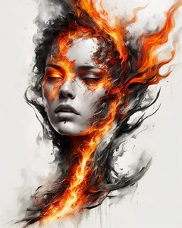 art, abstract, human, burning edges, (intense and emotional visual experience:1.5), (captivating and fiery ambiance:1.3), (dramatic and captivating essence:1.2), (fiery details:1.3), white background