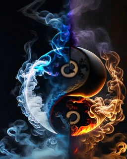 Yin Yang smoke art, Hyperrealistic stunning Master piece, sharp wide lense, Cinematic Lighting, Electric Colors, highly detailed, sharp focus, smooth, mystical colors, beautiful Lighting, 32k, stunning scene, epic, intricate, smooth, Greg Rutkowski, cel-shaded, 16k resolution, 8k 3D, 64 Megapixels, 8k3d, Ultra-HD, Adobe RGB, 4D, Dichromatism, 360 Panorama, DSLR,Ultra HD, 32k, rendered in Cinema 4D