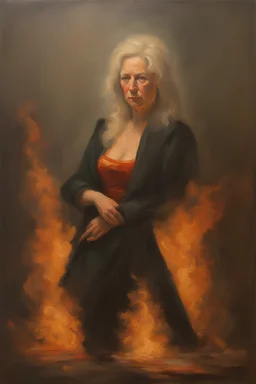 Portrait of Amandell Sharskianutch - oil painting by Zag Schiskers - fire, fog, mist, smoke